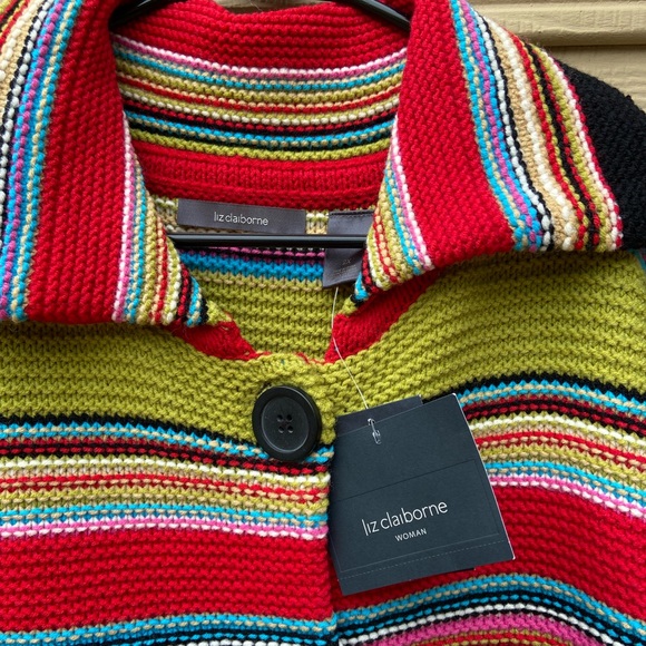 NWT Liz Claiborne Stripe with buttons on front cardigan Sweater - Picture 6 of 9